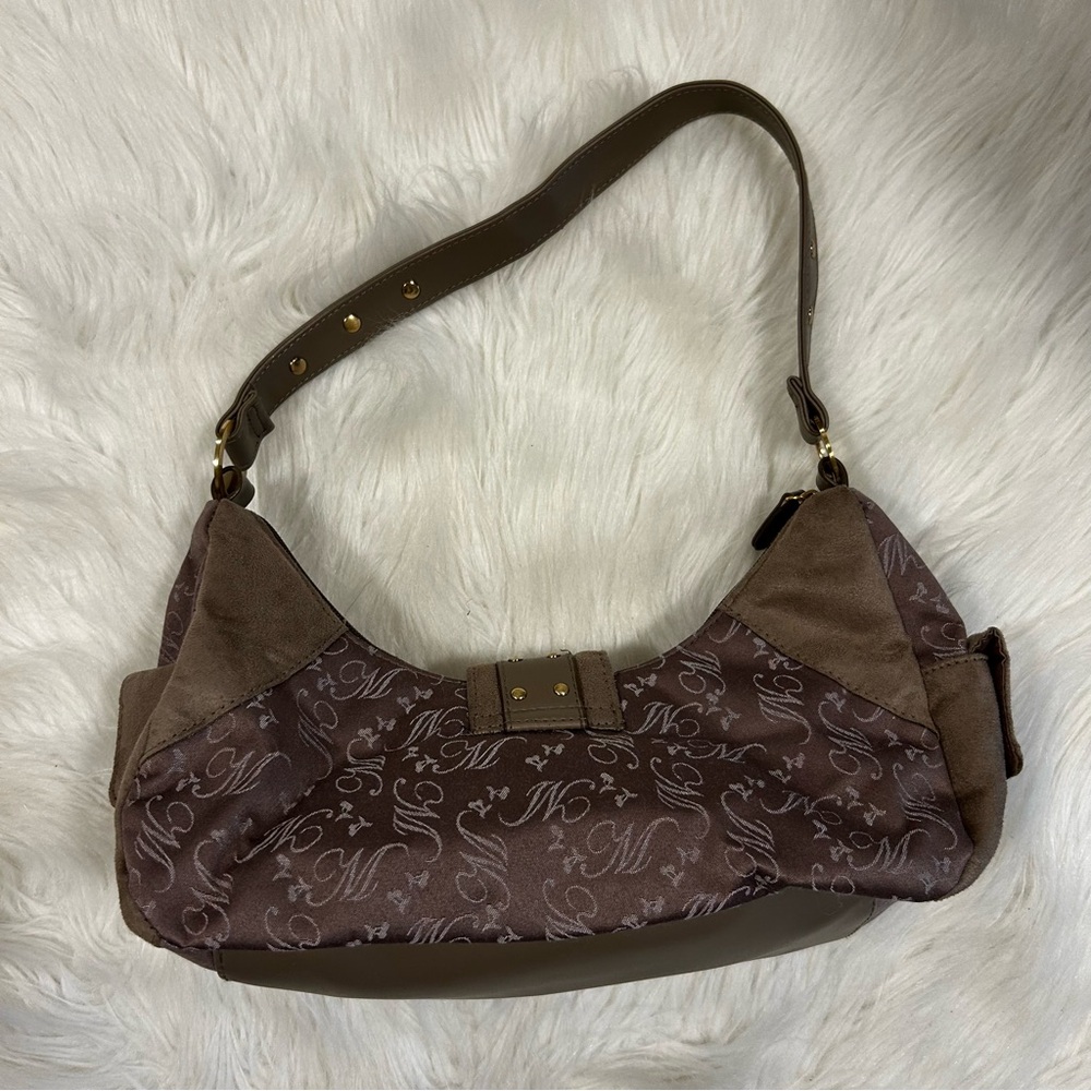 Vintage Y2K Mudd Shoulder Purse Bag Bratz Brown Velvet Faux Suede Baguette - Picture 3 of 11